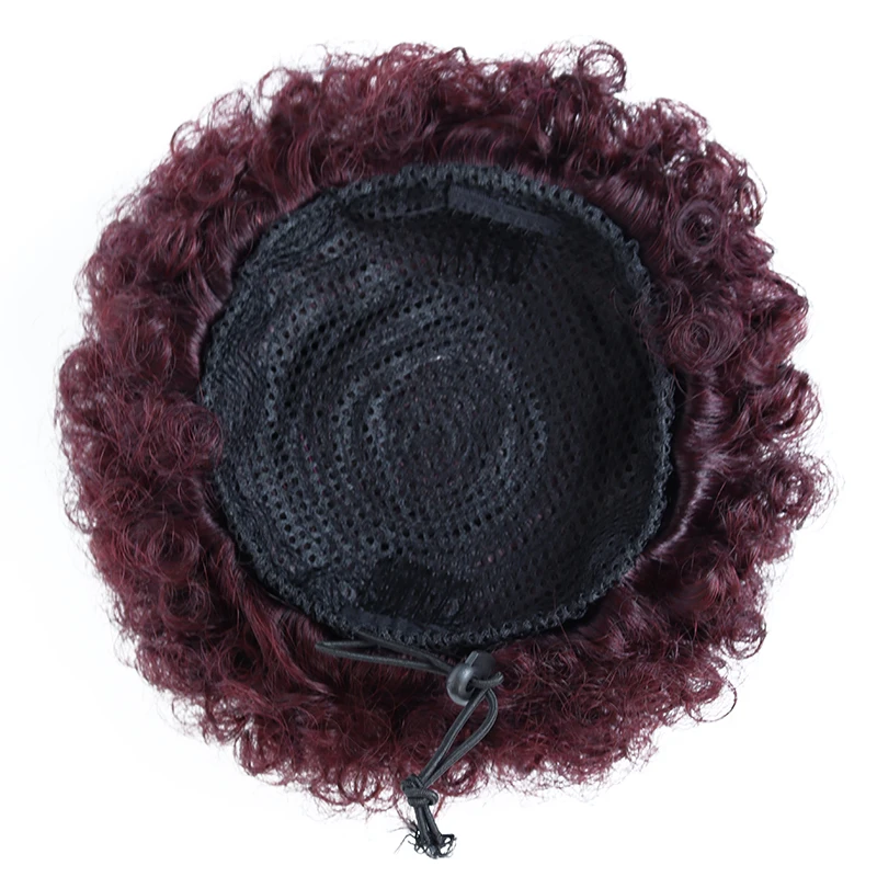 Afro Puff cordón cola de caballo cabello humano brasileño rizado cordón cola de caballo Afro Puff moño moño Accesorios