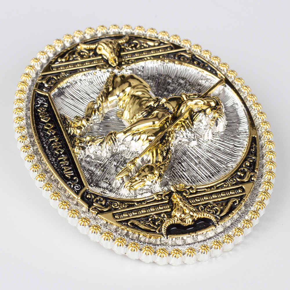 Fivela de cinto Lone Knight Golden Silver Bullfighter para 3,8 cm