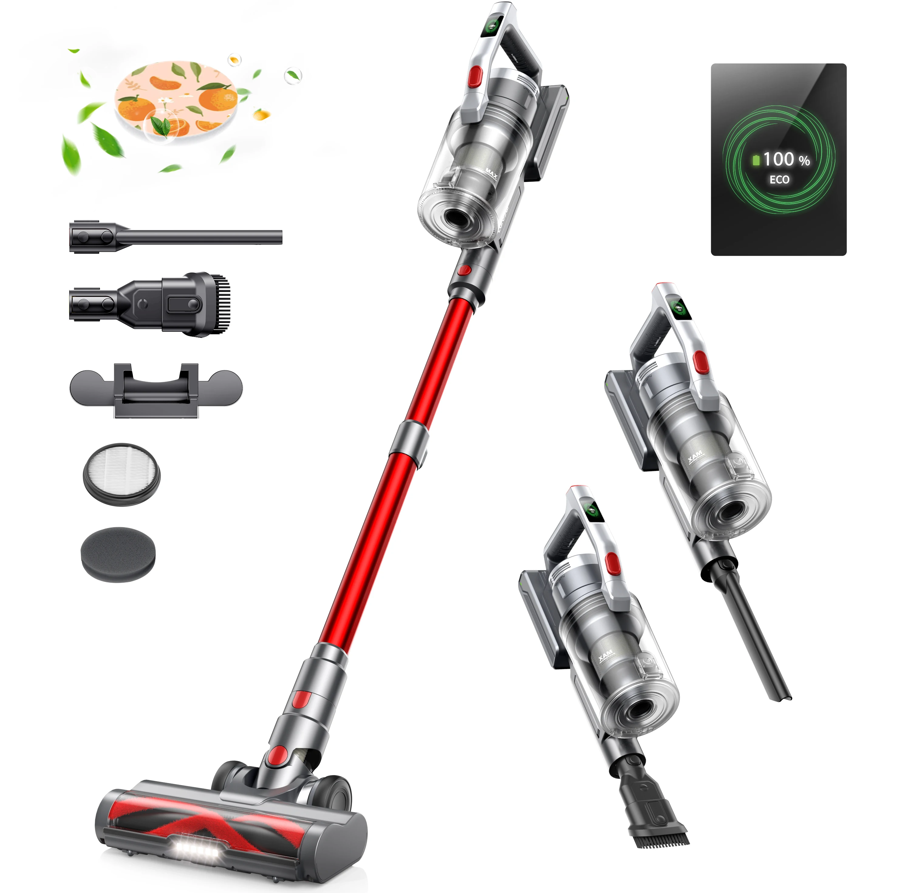 Laresar Elite 6 Akku-Staubsauger, Hand-Smart-Home-Gerät, 55 Minuten Laufzeit, abnehmbarer Akku, kabellos, 38000 PA, 500 W