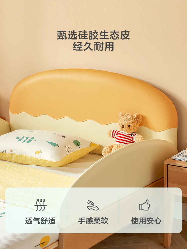 Cama retráctil para niños con barandilla Bolsa suave extraíble Cama de crecimiento creativa de madera maciza Cama individual para niños y niñas