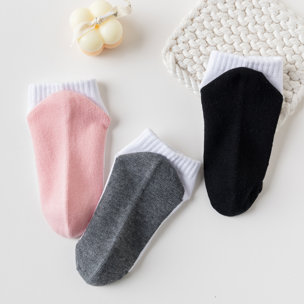 5 pares de calcetines de primavera para niños 100% algodón moda para niños negro blanco rosa estudiante bebé niña niño calcetines cortos deportivos para 1-12 años