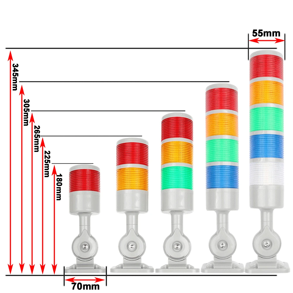180 Rotatable Stack light Red amber Green warning light industrial for CNC machine DC12-24V AC110-220V Steady flashing light LED