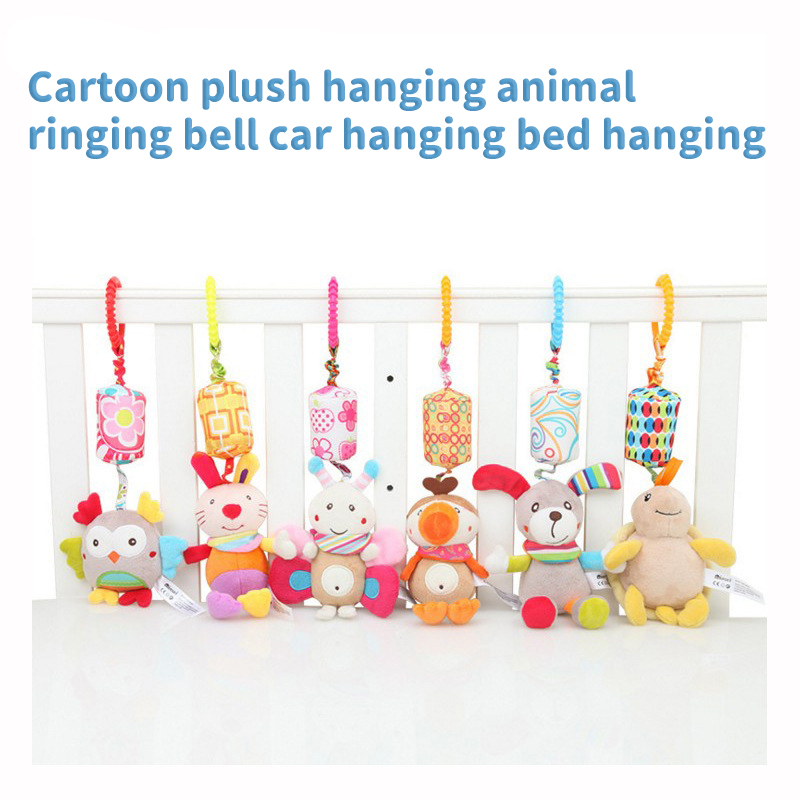 딸랑이 모바일 소프트 아기 장난감, 신생아 감각 행잉 딸랑이, 부드러운 학습 장난감, 봉제 동물 만화 장난감, 0-12 개월, 신제품