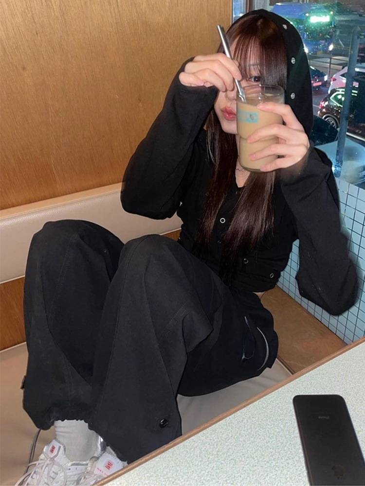 レトロフード付きベースシャツ女性の長袖アメリカンスタイルスリムフィット Tシャツ春の新スタイル砂漠風コットントップ