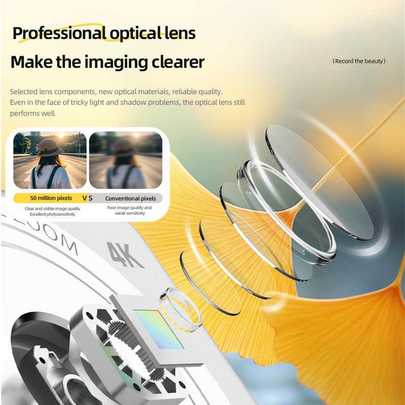 4K Digital Retro Camera With 50 Million Ultra HD Pixels Auto Focus CCD Portable Card Camera Dual Flash Anti Shake Entry-level