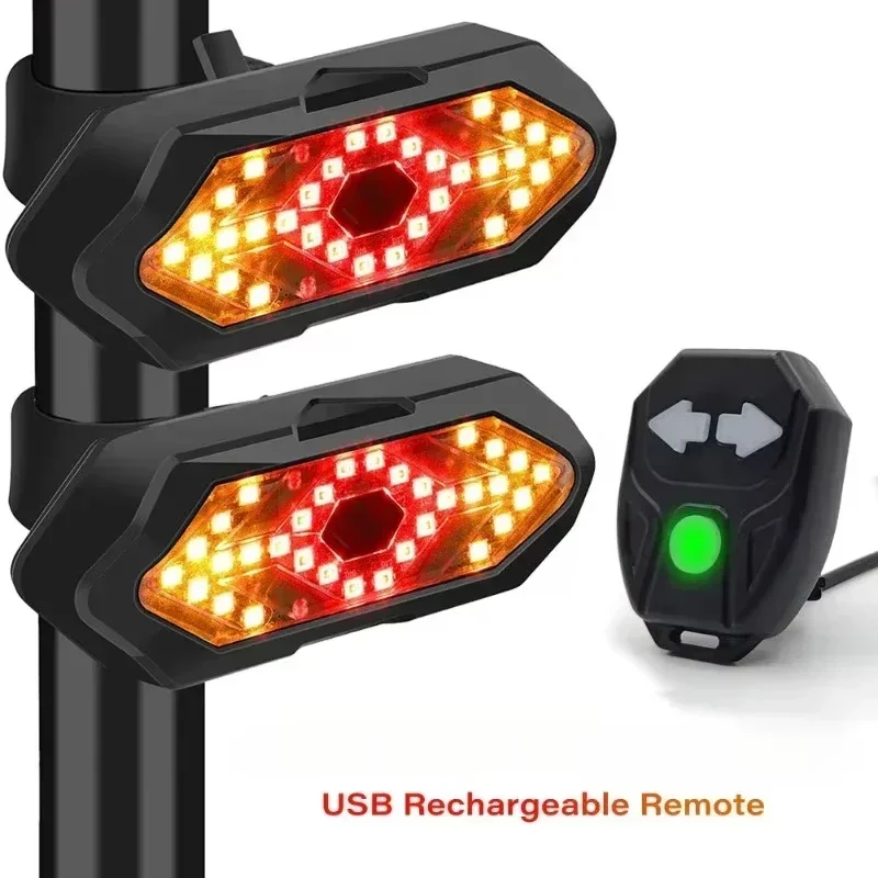 Kierunkowskaz rowerowy Tylne światło Wskaźnik LED Ładowana przez USB lampa tylna Zdalne sterowanie Światło ostrzegawcze do akcesoriów rowerowych