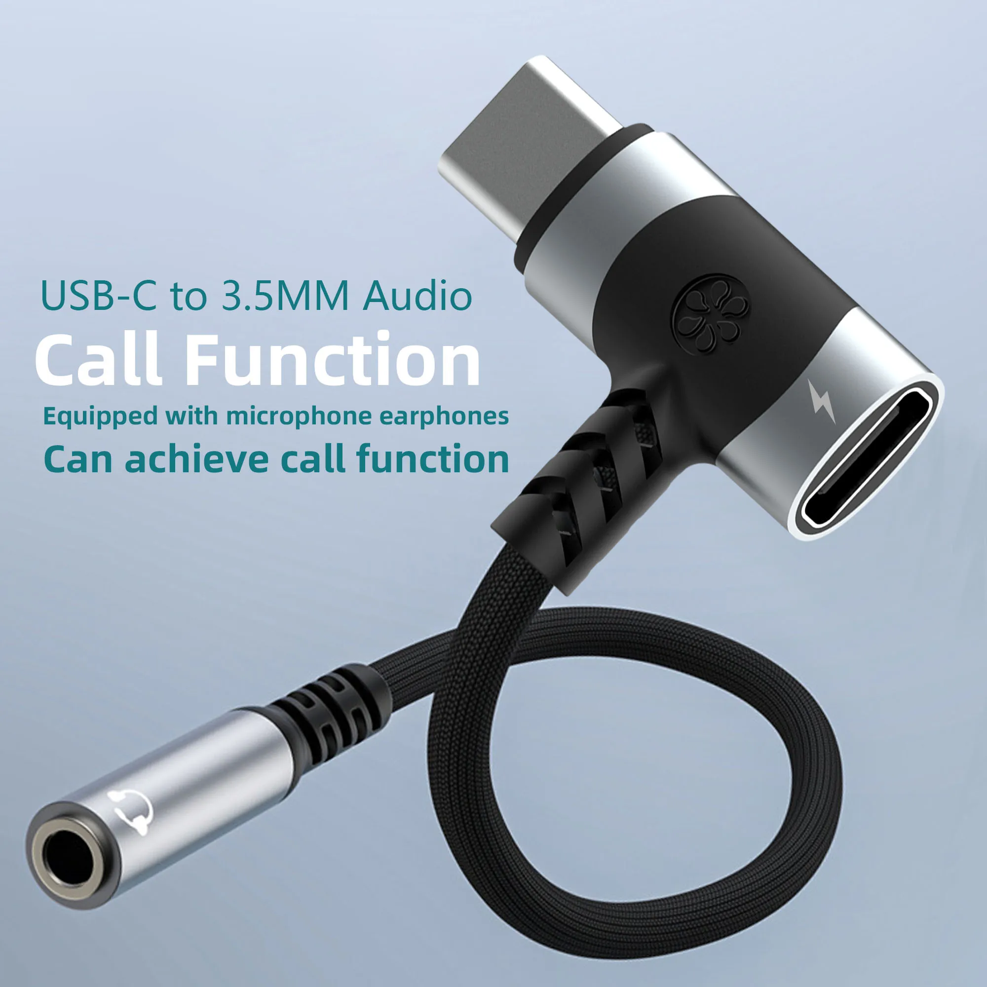 Adattatore per auricolari e caricabatterie da USB C a 3,5 mm Jack per microfono da tipo C a Aux 2 in 1, con dongle di crittografia a ricarica rapida PD 100 W.