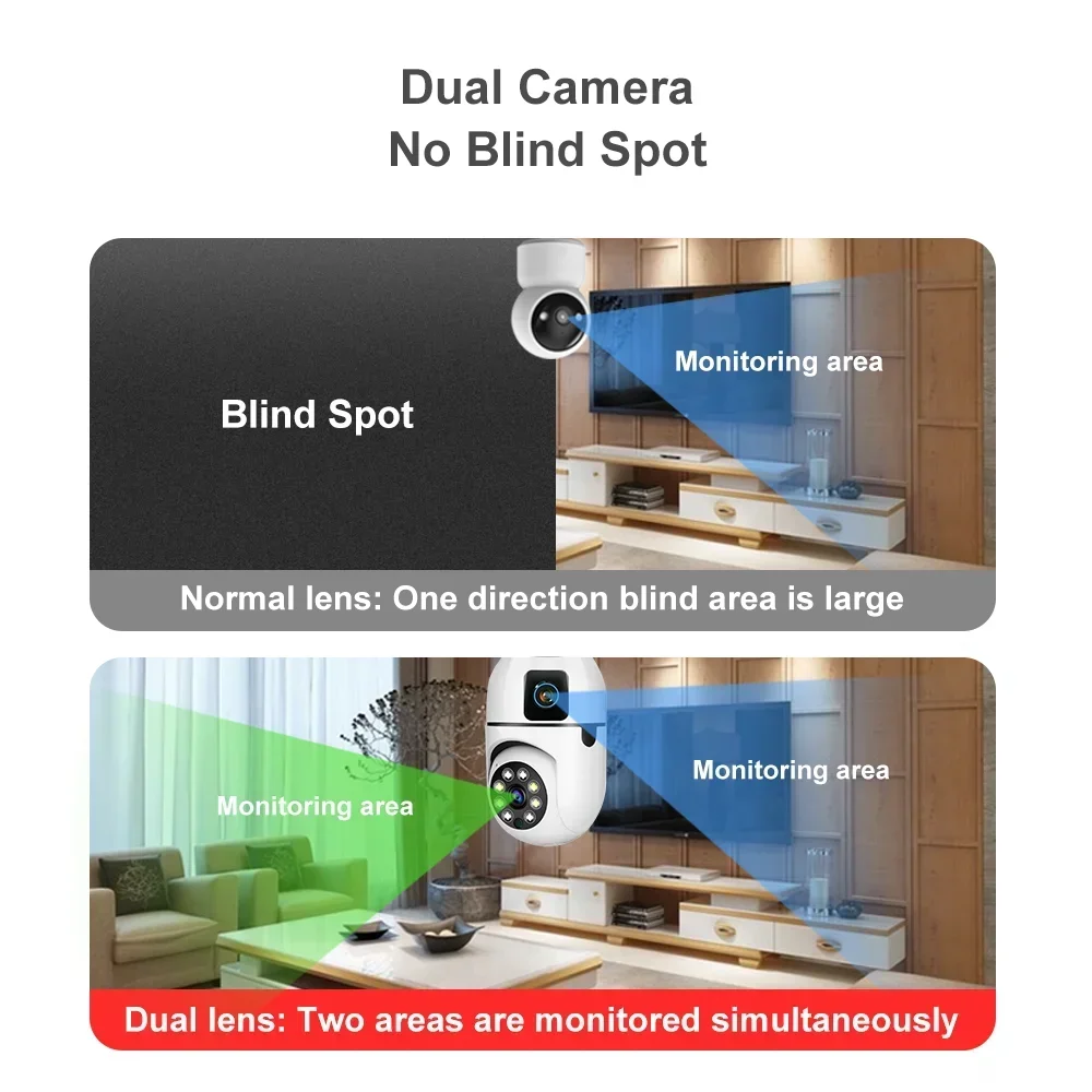 8MP E27 Bulb WIFI Camera Dual Lens Indoor Surveillance Human Tracking Wireless Two-way Audio Cameras 8X Zoom Color Night Vision