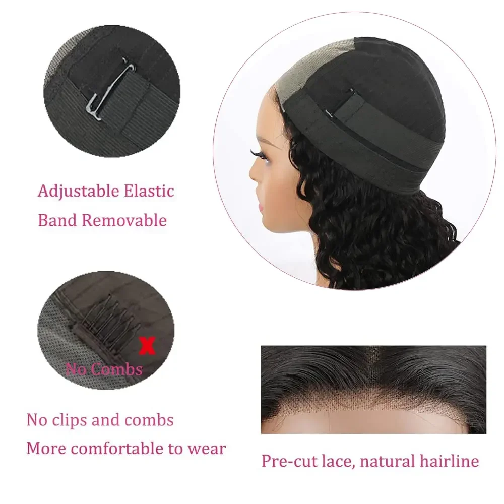 Wear and go peruca sem cola cabelo humano pré-cortado pronto para usar 4x4 fechamento frontal do laço peruca reta sem cola peruca de cabelo humano para mulher