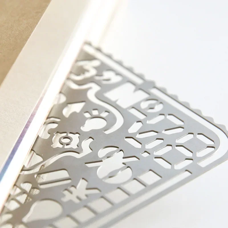 Portable Stainless Steel Stencils Hollow Ruler Travel Diary Notebook Drawing DIY Tool
