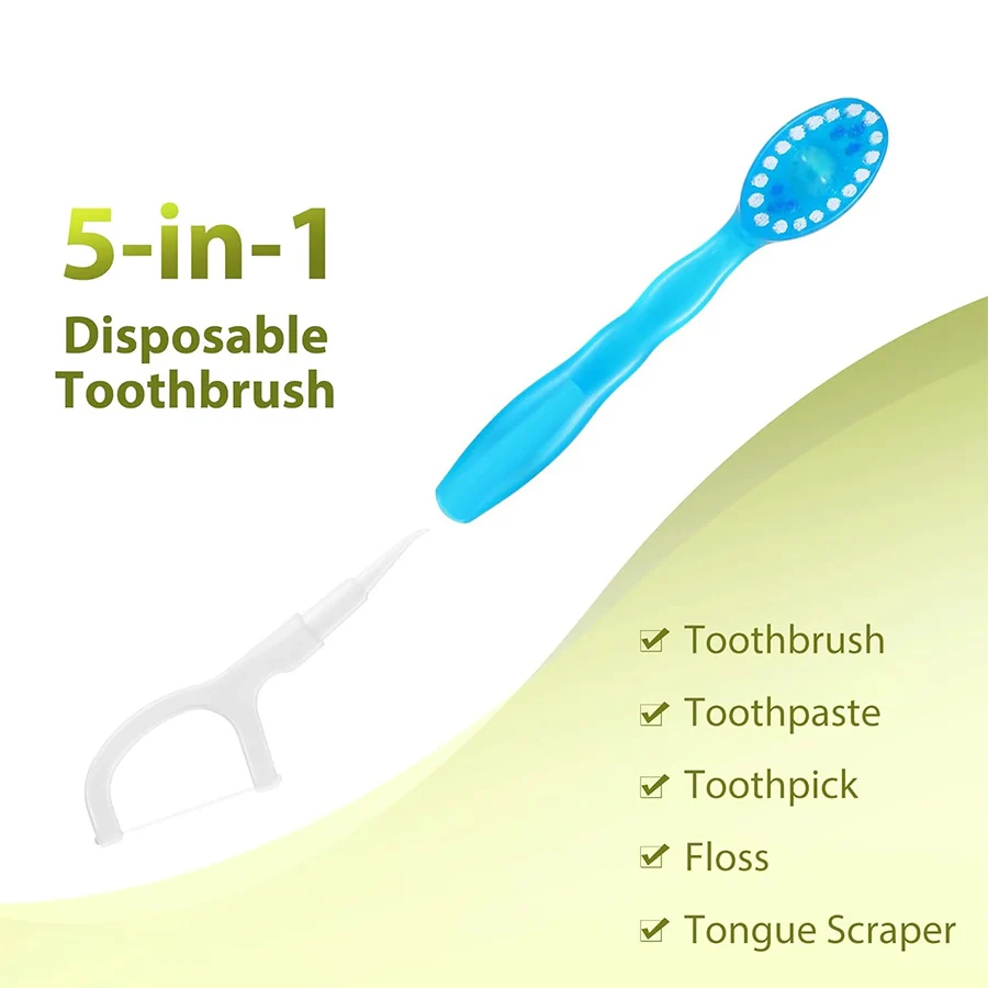 แปรงสีฟันแบบพกพา 5-in-1 ไหมขัดฟัน 8/16 ชิ้นสําหรับทําความสะอาดช่องปาก, แปรงสีฟันแบบใช้แล้วทิ้งสําหรับผู้ใหญ่ในการเดินทางเพื่อธุรกิจ