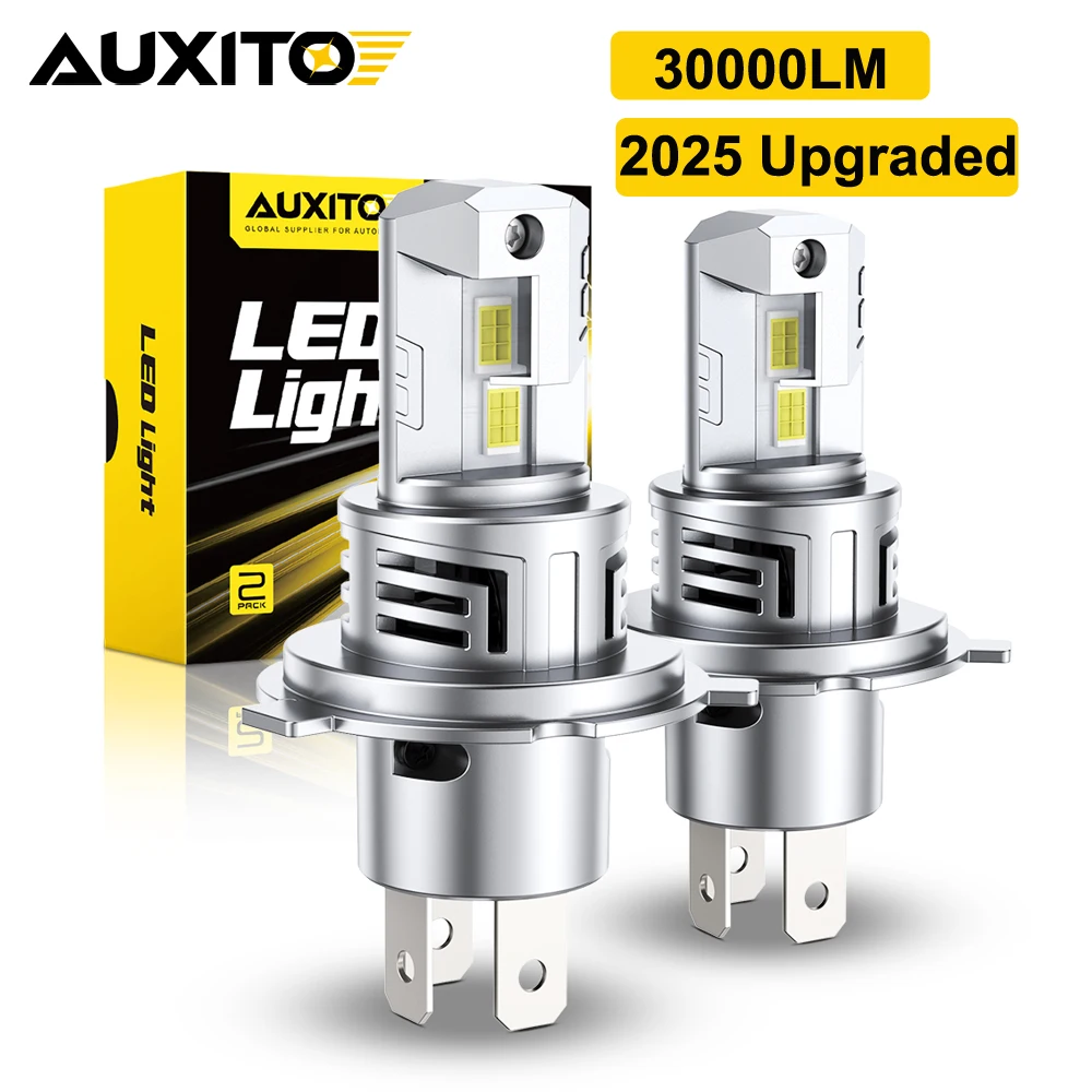 2025 НОВЫЙ AUXITO 30000LM H4 Светодиодные фары 9003 HB2 Светодиодные фары дальнего и ближнего света с вентилятором Беспроводная 60 Вт Автомобильные фары 12 В 2 шт.
