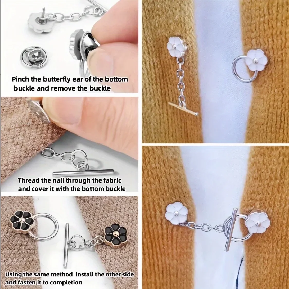 5 juegos de ropa con botones OT de Metal sin costura, botón para madre, abrigo, suéter, cárdigan, botón de broche decorativo para mujer