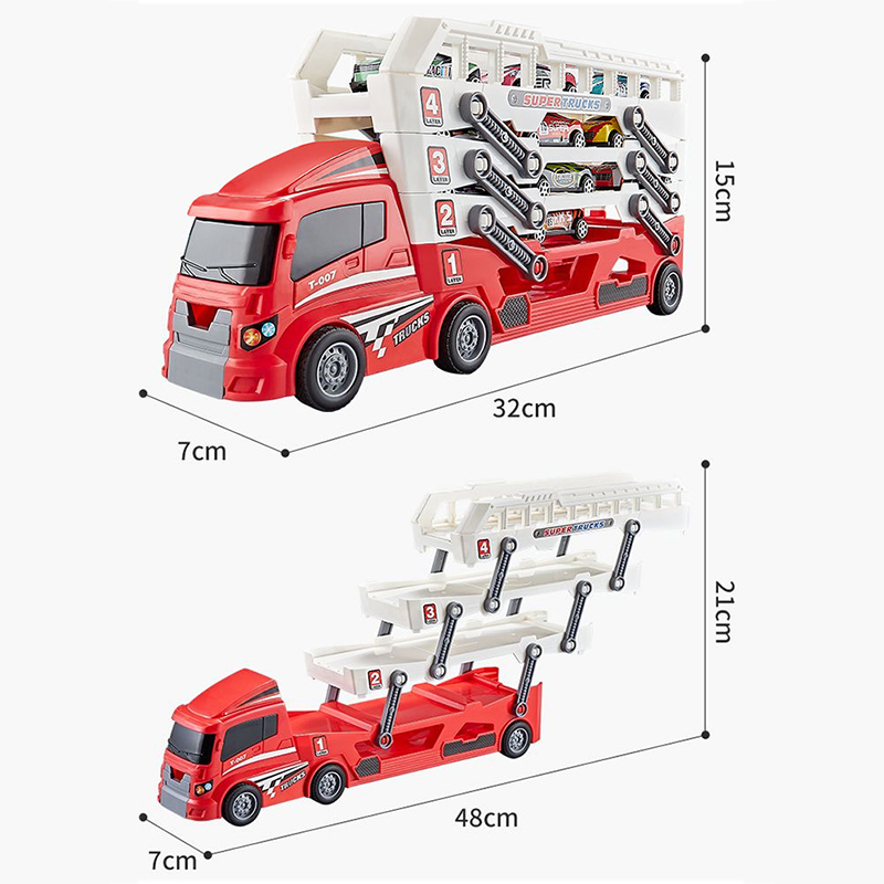 Ejetor recipiente caminhão carro de engenharia com 6 carros de liga brinquedo das crianças pull-back carro brinquedo natal presente de ação de graças