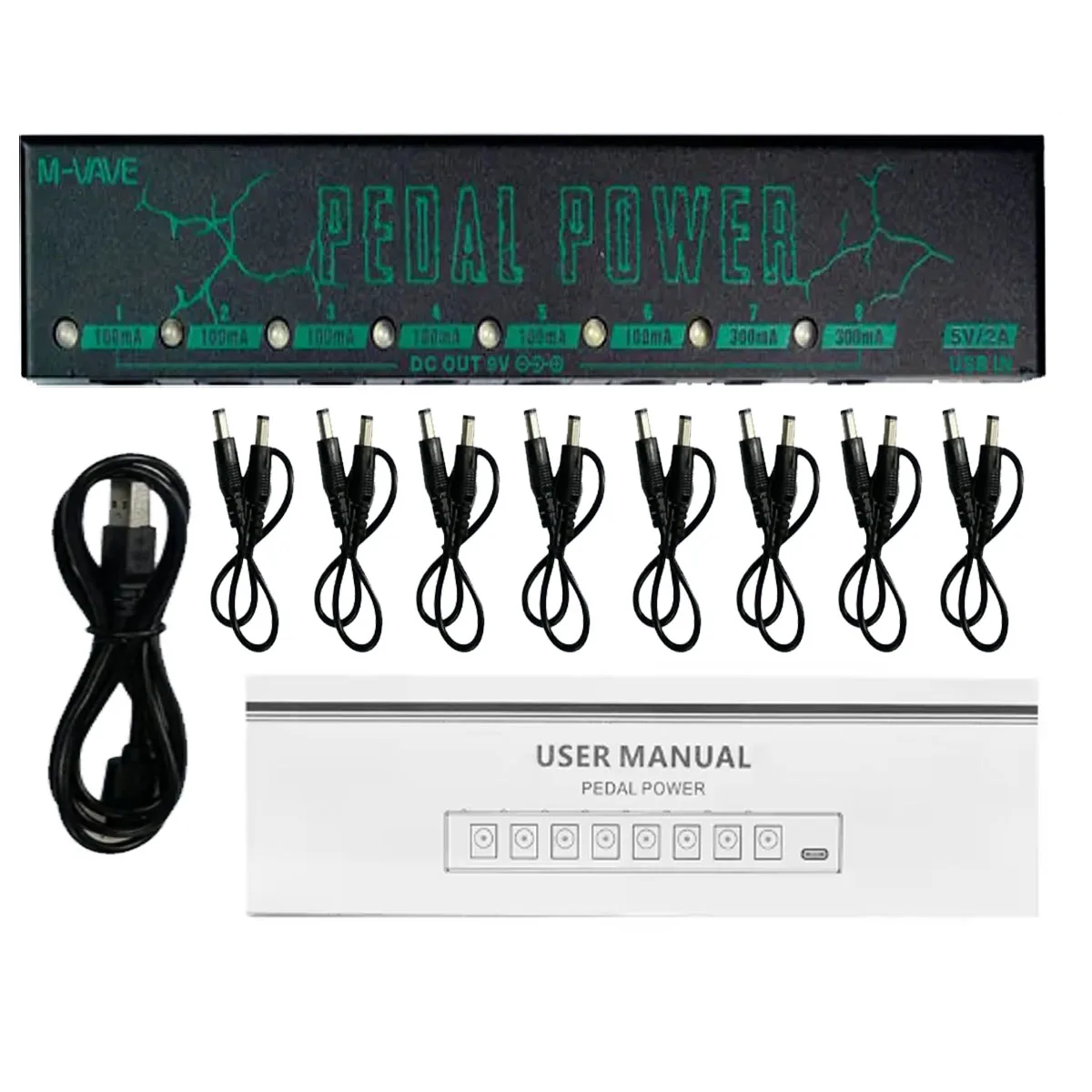 M-VAVE PEDAL POWER Guitar Pedal Power Supply, 8 Isolated Pedalboard Power Supply Aluminium Alloy DC Output 9V Effect Pedal