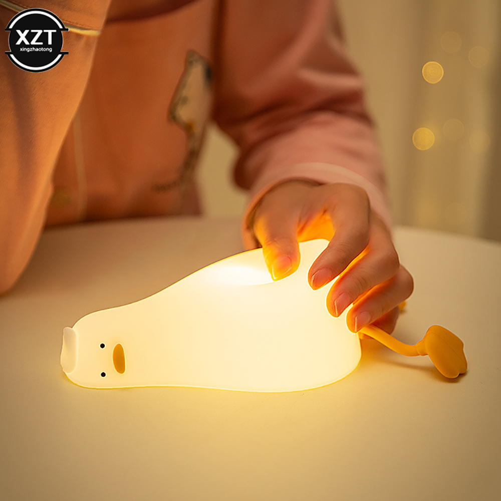 Ente Nachthimmel Led Nacht Licht Aufladbare Cartoon Silikon Lampe Klopfte Schalter Kinder Kid Schlafzimmer Dekoration Geburtstag Geschenk