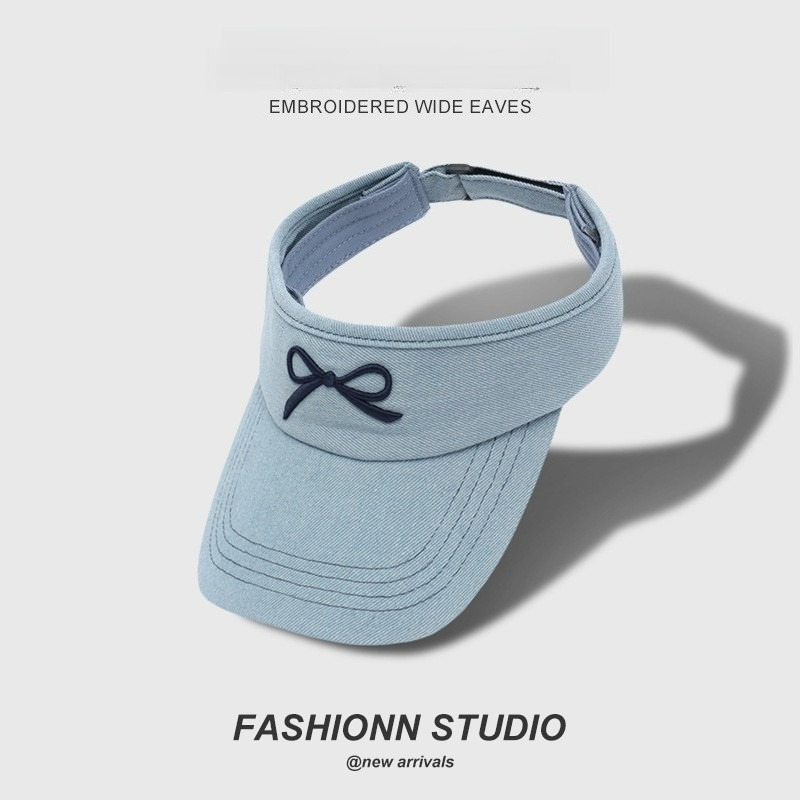 New Adjustable Sun Hat Women Korean Bow Design Large Head Size Friendly Ponytail Summer UV Protection Breathable Sun Visor Cap