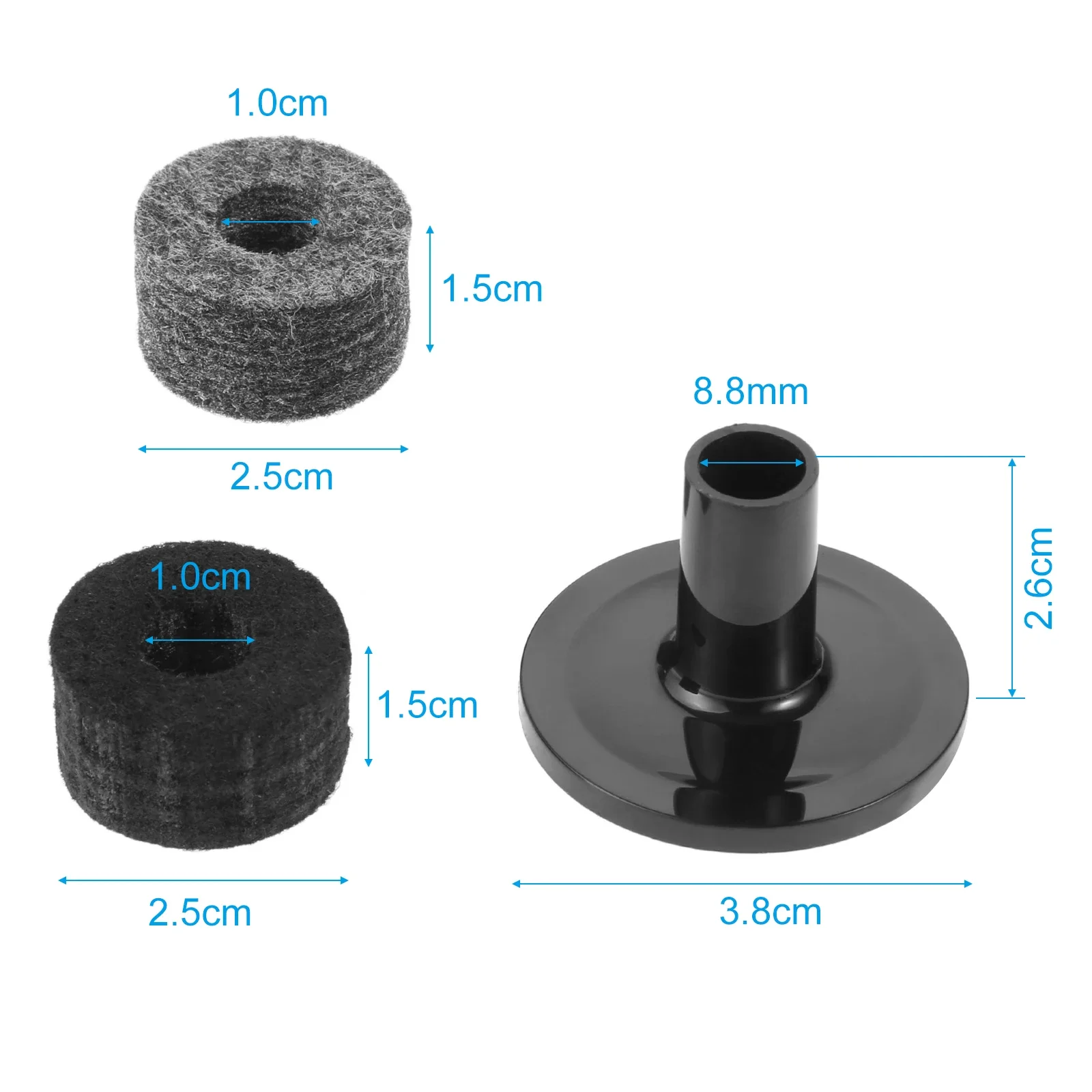 10 Cái/bộ Cái Chập Chả Đứng 25Mm Cảm Thấy Máy Giặt Với Kiêm La Bàn Tay Cho Trống Đứng Thiết Thực Nhạc Cụ Bộ Gõ Phụ Kiện Nhạc Cụ