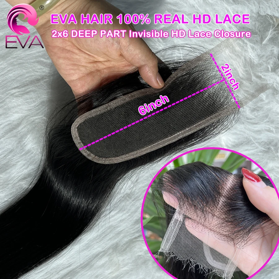 100% real hd fechamento do laço 2x6 separação profunda hd rendas fechamentos de cabelo humano cabelo reto pré arrancado onda do corpo hd fechamento do laço apenas