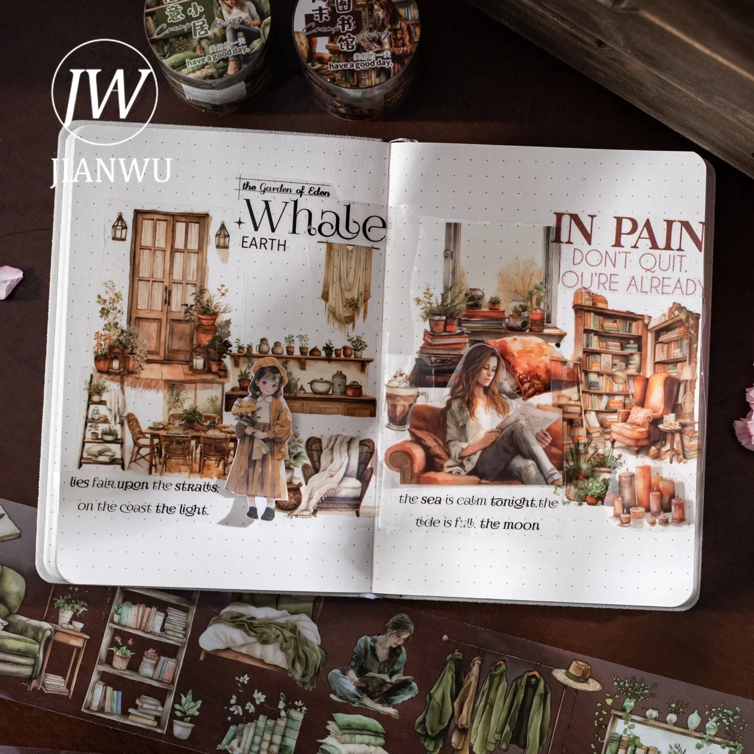 JIANWU 60mm * 200cm 코너 생활 시리즈 빈티지 장면 조경 재료 콜라주 애완 동물 테이프 크리 에이 티브 DIY 저널 편지지