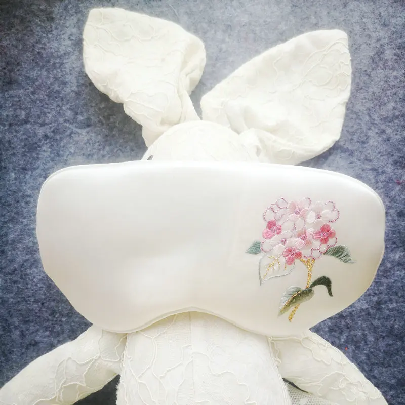 Chinese Mulberry Silk Eye Mask For Sleeping With Hand-Embroidered Flowers in Gold & Colored Threads Oriental Art Accessories