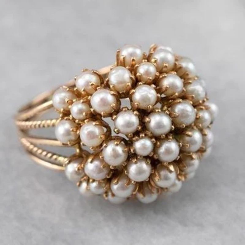ORZTOON Persönlichkeit Exquisite Geometrie Gold Farbe Inlay Perlen Ringe Für Frauen Hochzeit Engagement Mode Schmuck