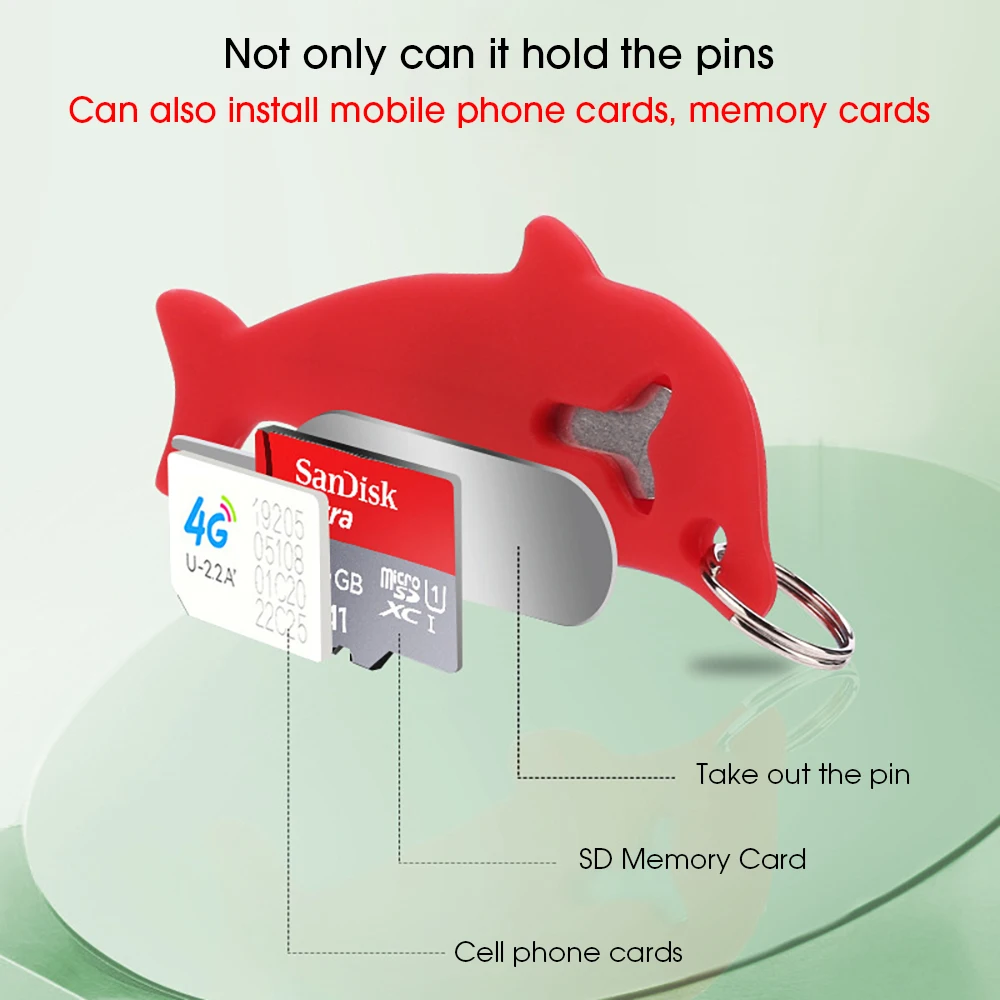 Dolphin Shape Anti Lost Sim Card Pin Needle Tray for iPhone Mi Samsung Universal SD Sim Card Remover Card Eject Tool Keyring New