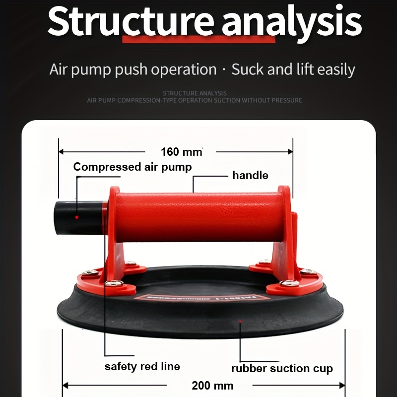 Nova ventosa a vácuo 200kg capacidade de carregamento espalhador a vácuo resistente para adsorção de telha vidro granito levantamento 8 Polegada copo