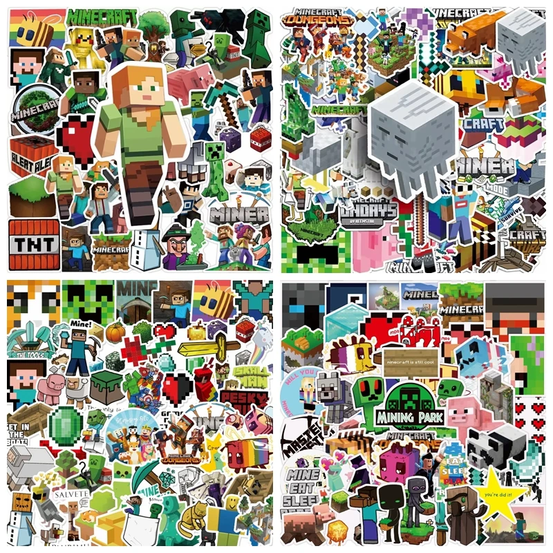 50 unids/set Minecrafte pegatinas espada de diamante teléfono móvil taza de agua maleta para portátil dibujos animados Enderman decoración impermeable niños