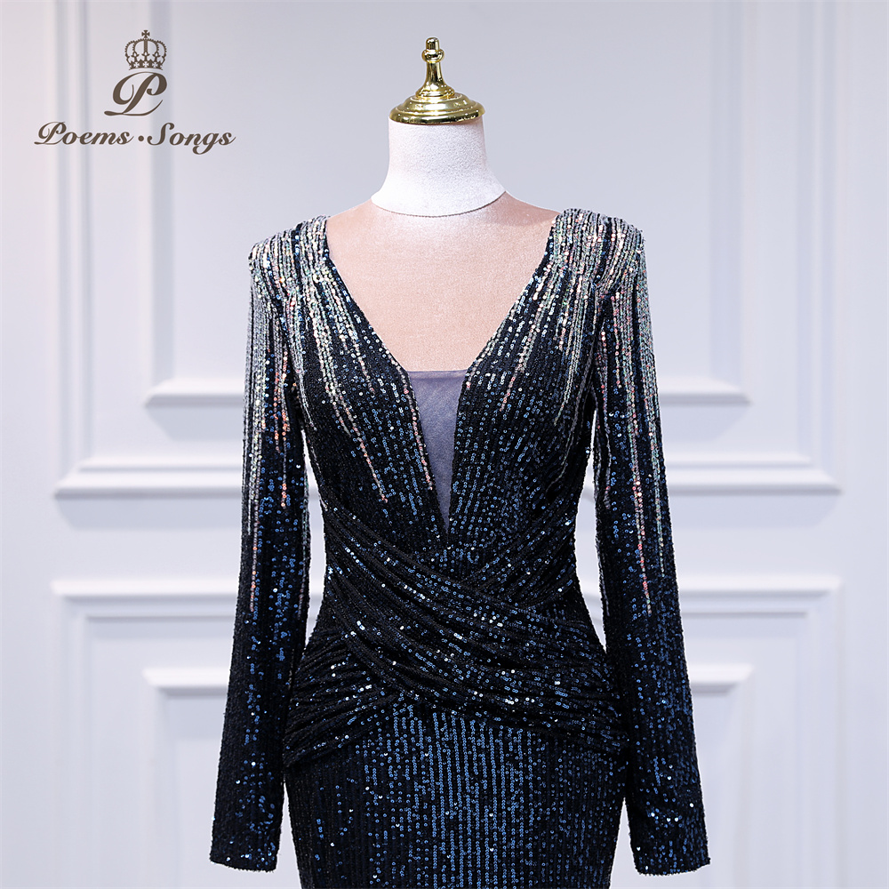 Elegant ชุดผู้หญิงสําหรับงานแต่งงานชุดราตรีแขนยาว vestidos de Fiesta Robe de Soiree de mariage PARTY Dress