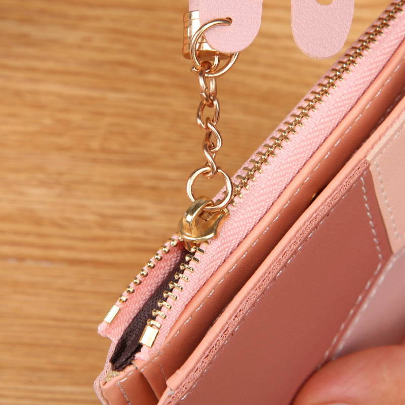 Portafoglio da donna alla moda Portamonete con cerniera Portamonete corto da donna Borsa in pelle patchwork Porta carte femminile Portafoglio Custodia per telefono