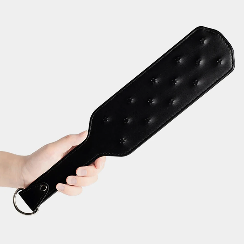 38,5 cm Migliora il dolore Quincunx Pelle Punte in acciaio inossidabile Sculacciata Paddle Slapper Frusta per l'allenamento dei cavalli