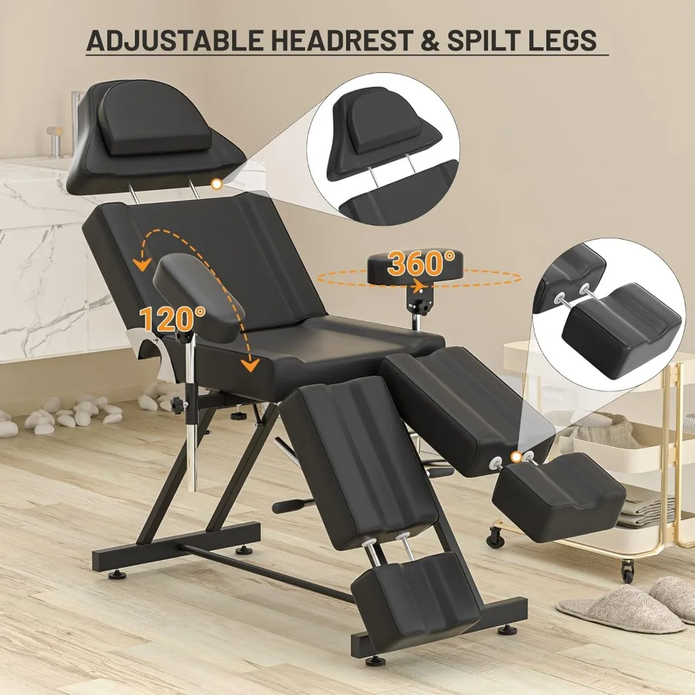Tattoo Chairs for Client Facial Bed Adjustable Esthetician Bed Professional Multi-use Massage Table Spa Chairs Hold Up to 440lbs