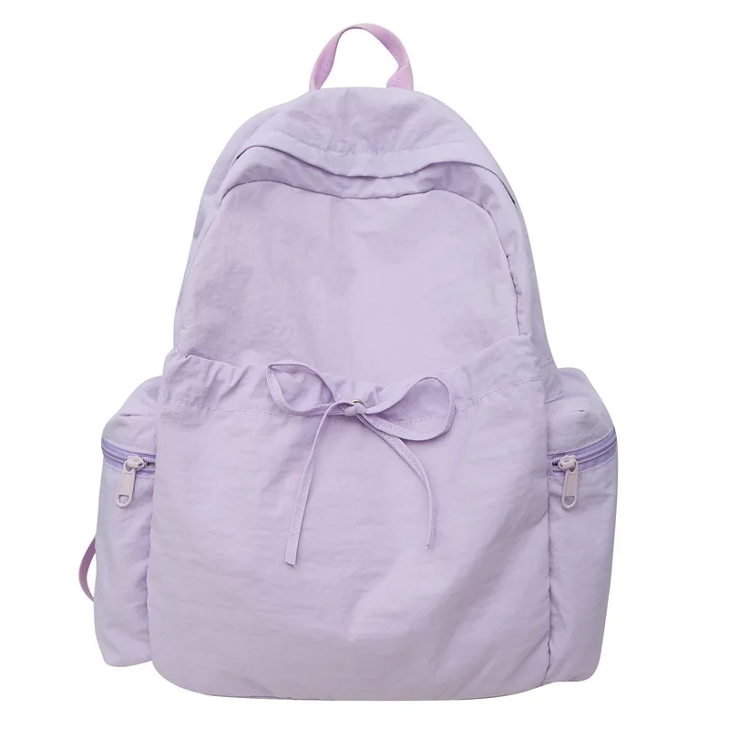 Simple and Versatile Drawstring Bow Large Capacity Backpack with Personalized Embroidered Name Nylon Backpack 2025 Gift New