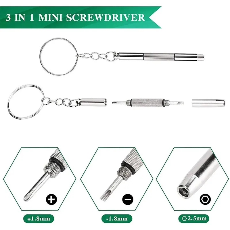 1/2/3/4 Uds Mini destornillador 3 en 1 gafas ópticas gafas portátiles reloj práctico herramienta de mano para el hogar