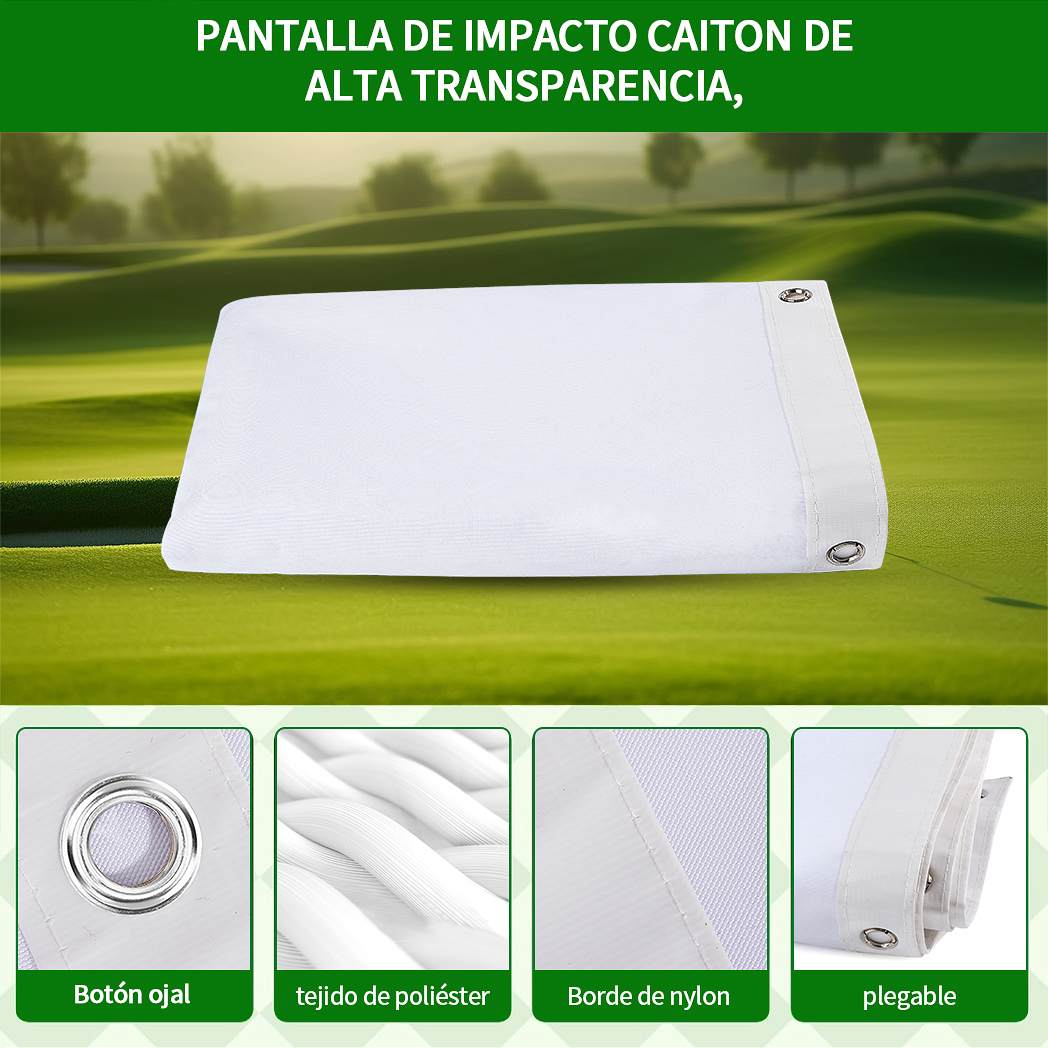 Caiton Pantalla de práctica de golf de poliéster HD de 1 pieza: impacto silencioso, duradera, antiestrés, para entrenamiento en interiores/exteriores, varios tamaños