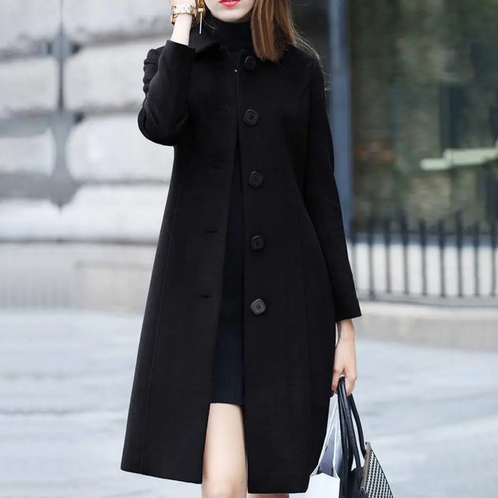 S-4XL Thu Đông Nữ Phối Trung Dài Điện Đơn Màu Trơn Cổ Bẻ Thanh Lịch Mềm Plus Kích Thước mùa Đông Ấm Áp Áo Khoác