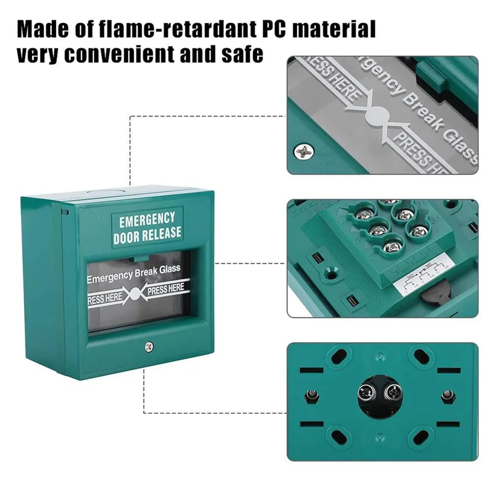 Emergency Door Release Glass Break Alarm Button Fire Alarm Swtich Break Glass Exit Release Switch