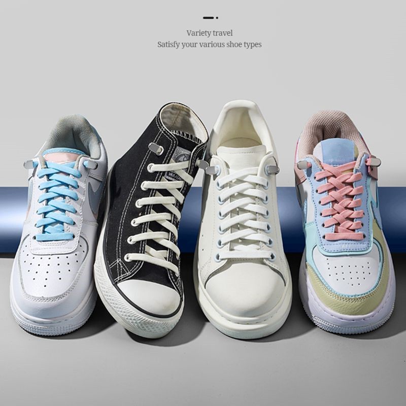 Cordones sin cordones para zapatos cordones planos elásticos zapatillas de tenis Clips rápidos para cordones sin corbatas accesorios para zapatos para niños y adultos