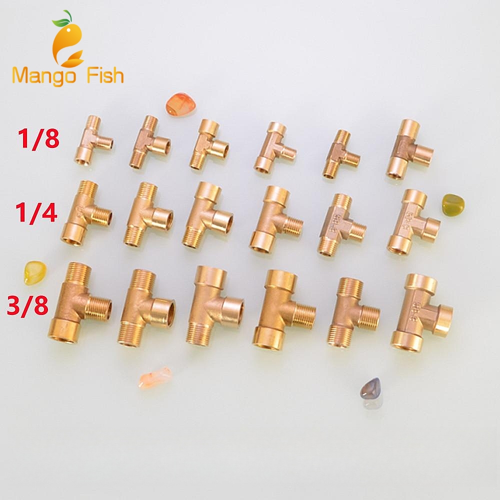 Accesorio de tubería de latón neumático, conversión de rosca macho-hembra, conexión de 1/8 ", 1/4", 3/8 ", tipo T BSP, adaptador de gas y aceite de agua de cobre, 1 ud.