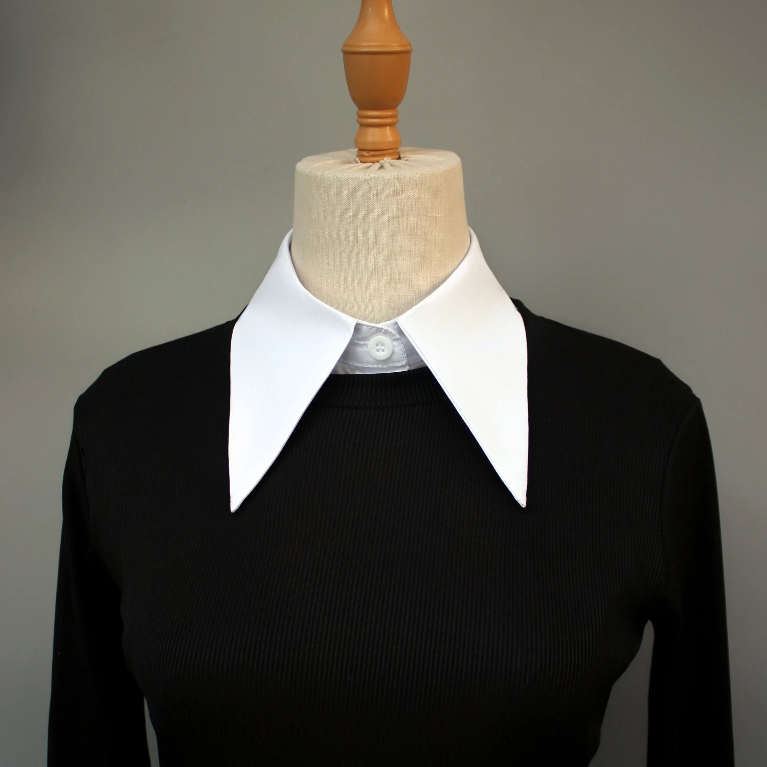 1 col de chemise détachable à gros revers en mélange de coton unisexe – Nouveau design professionnel, accessoire de superposition toutes saisons