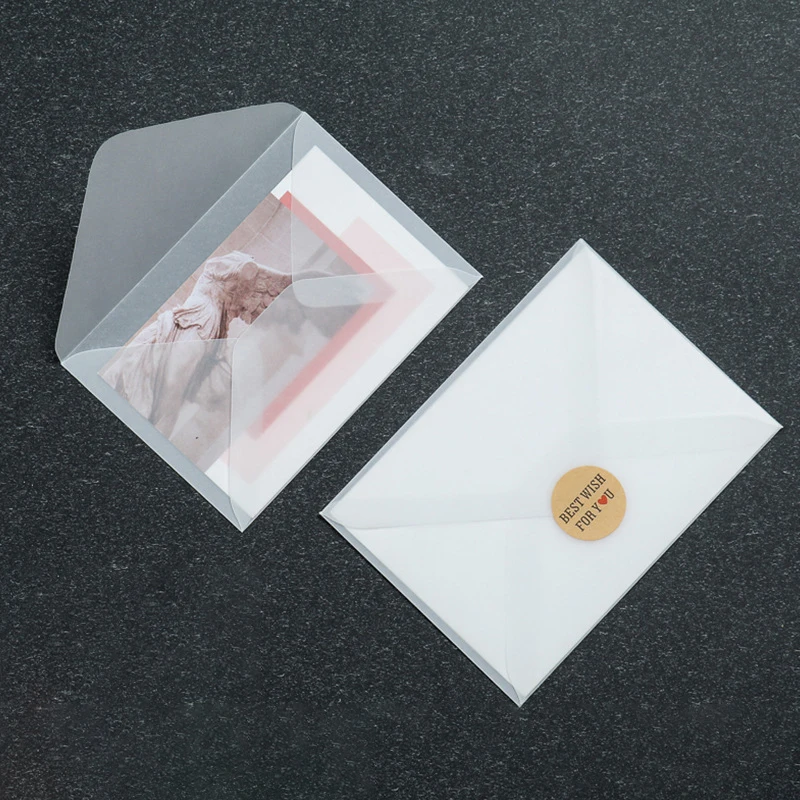 Enveloppes translucides vierges pour cartes postales d'invitation, boîte-cadeau européenne, enveloppes de cartes de Message, lettres d'affaires de mariage, 50 pièces/lot