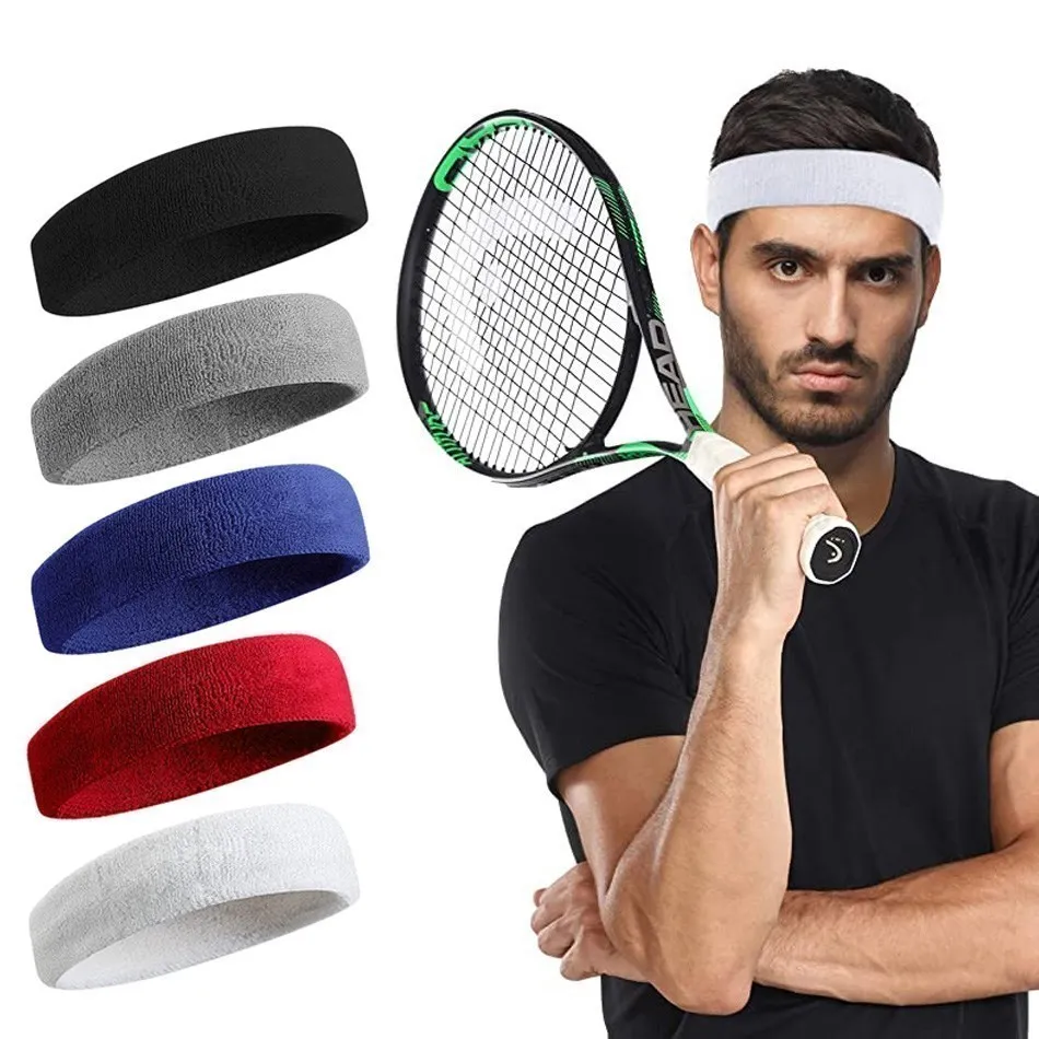WOSWEIR-Cotton Athletic Headband Elastic Sweatbands Basketball Sports Women Men Gym Fitness Sweat Hair Band Volleyball Tennis