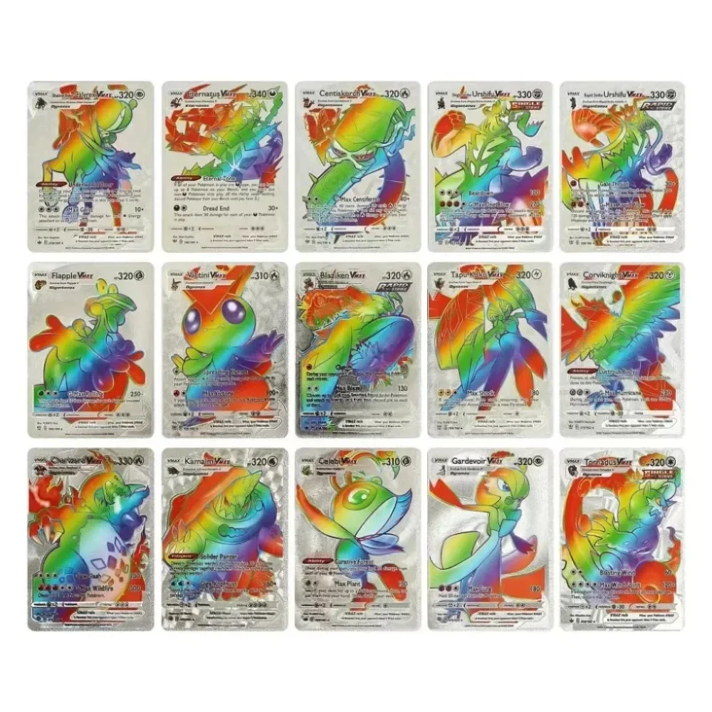 2024 NEW 27-55PCS Pokemon Colorful Gold Foil Card Charizard Pikachu Arceus Silver Rainbow English German VSTAR GX V VMAX Card