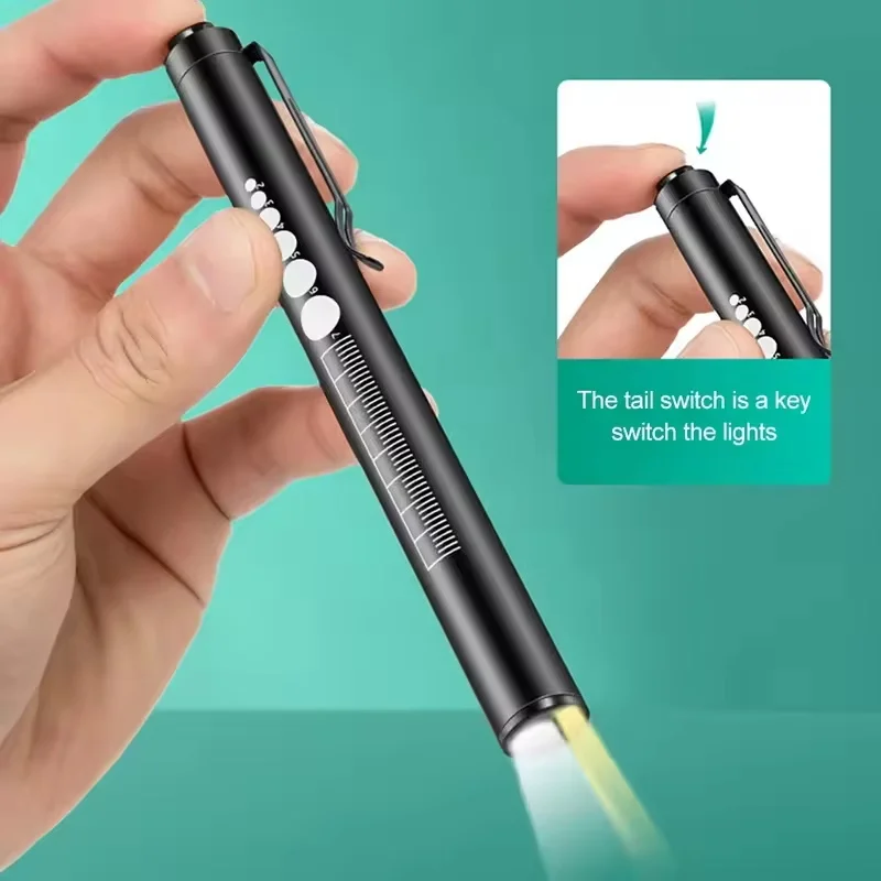 Mini แบบพกพาไฟฉาย LED ไฟฉายนักเรียนทางการแพทย์ Handy USB ชาร์จสแตนเลสไฟฉายเครื่องมือตกปลากลางแจ้ง