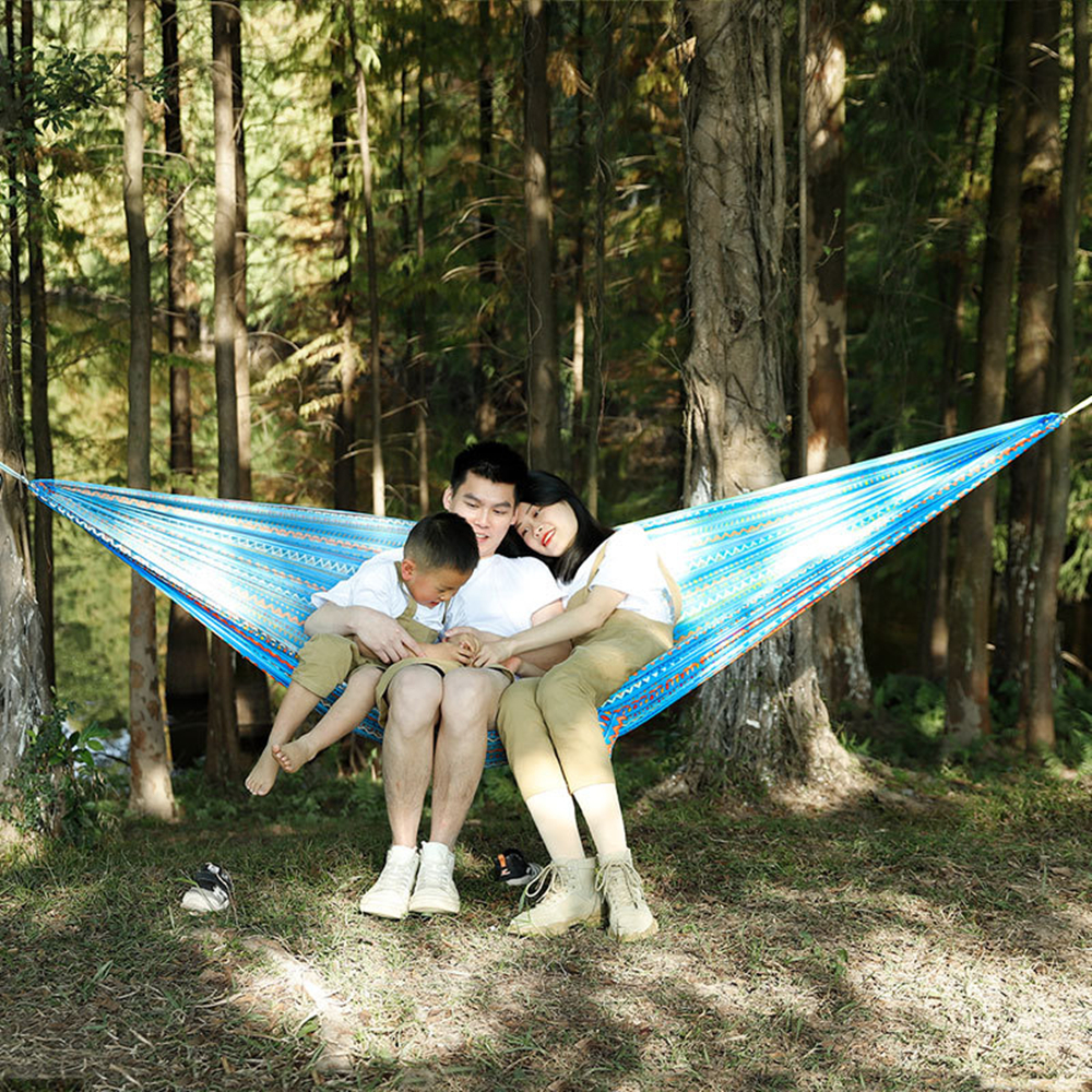 Portable Outdoor Garden Hammocks Quick Open Parachute Cloth Double Travel Camping Sleeping Hanging Hammock Swing Nature Hike