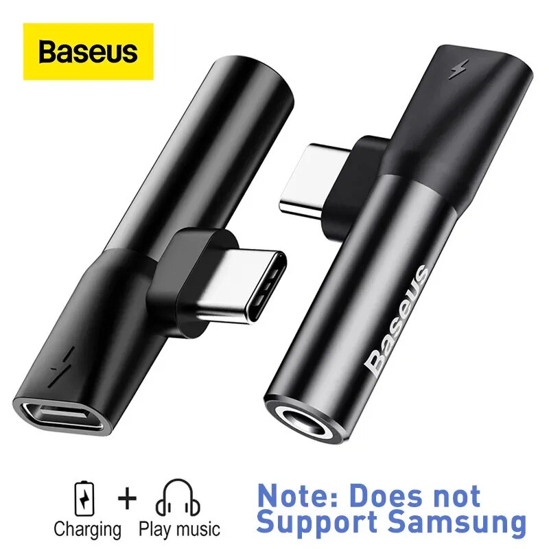Baseus L41 Typ-C auf 3,5 mm Klinke Audiokabel Kopfhörer Splitter Adapter für Xiaomi Huawei USB C Ladegerät Aux Anschlüsse Adapter