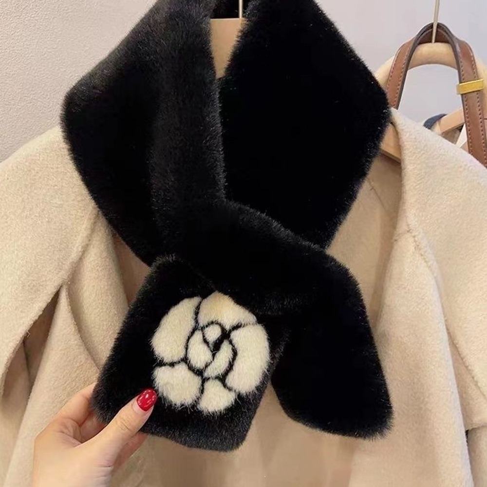 Mode camélia cache-oreilles épaissir col châle cou plus chaud cache-oreilles garder au chaud doux chaud cache-oreilles femmes