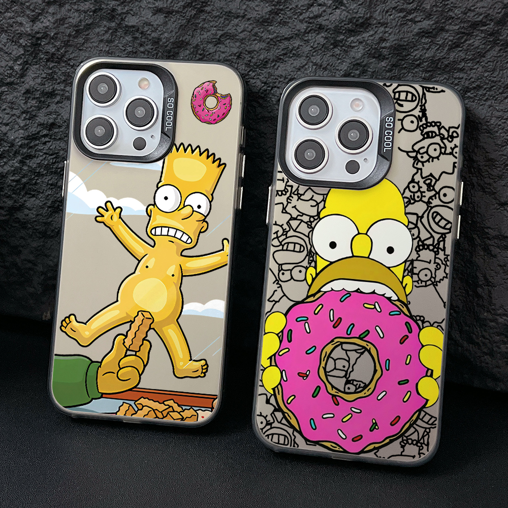 Casing ponsel kartun Simpsons, pelindung keras perak untuk Samsung Galaxy A72 A55 A54 A53 A52 A51 A33 A32 A26 A16 A14 A12 A06 4G 5G