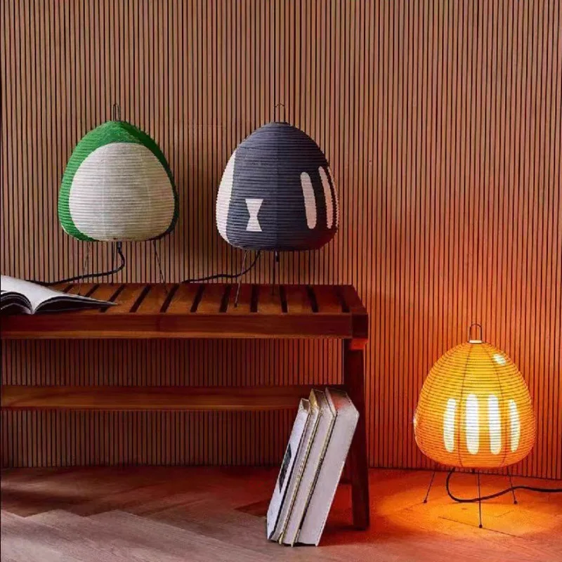 Kreatywna i minimalistyczna lampa stołowa LED z papieru ryżowego Retro Home Decor salon sypialnia jadalnia atmosfera oświetlenie dekoracyjne